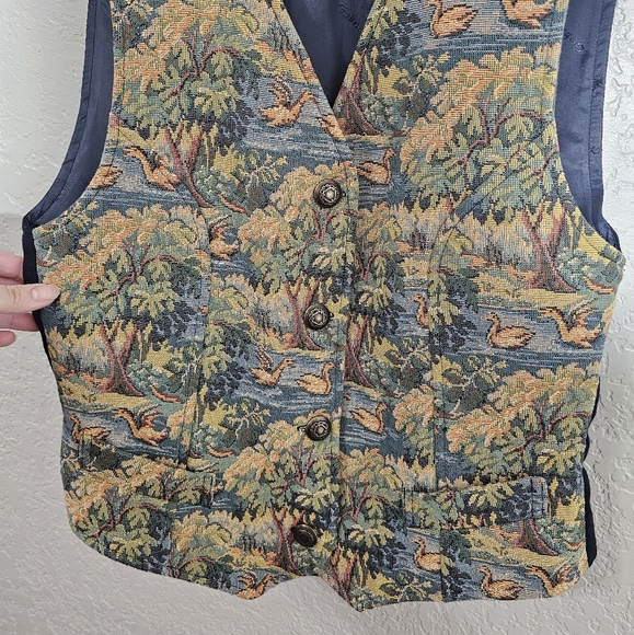 Gobelins Art Duck Print Wool Tapestry Vest - Picture 4 of 6